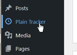 Click the main navigation menu link to get to Plain Tracker dashboard.