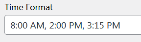 Time format setting form