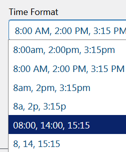 Select a suitable time format