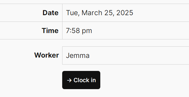 Front end clock in page