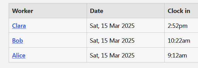 Browse time clock records