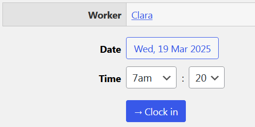 Admins can clock in other users