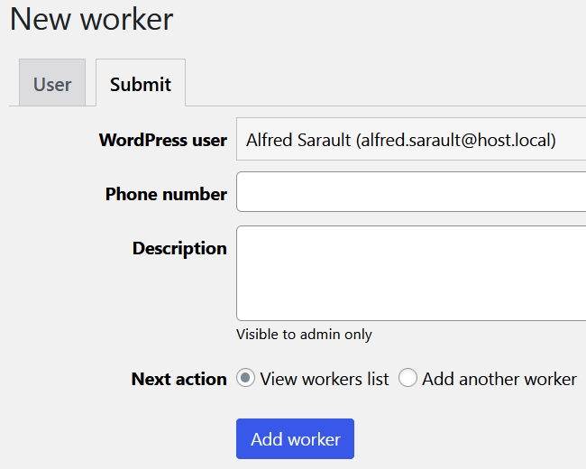Worker's additional details