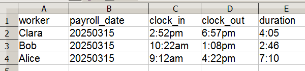 View time log exported data in a spreadsheet application View time log exported data in a spreadsheet application